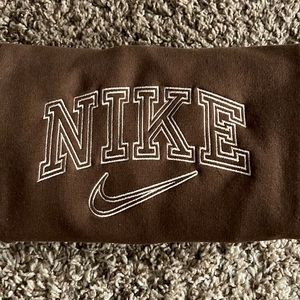 Nike | Tops | Dark Brown Nike Embroidered Sweatshirt | Poshmark